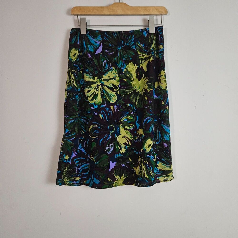 Express Skirt Medium Multi Color Midi Floral Vintage Y2K Whimsygoth Chiffon
